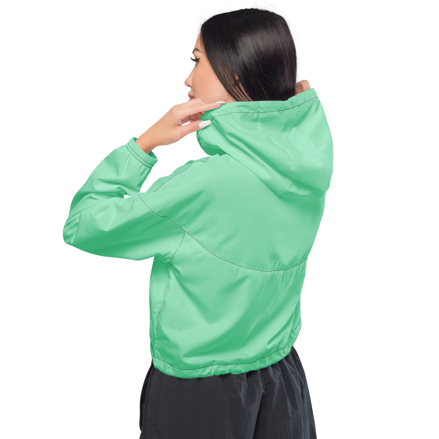 Cropped Windbreaker Jacket, Seafoam Green