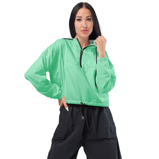 Cropped Windbreaker Jacket, Seafoam Green